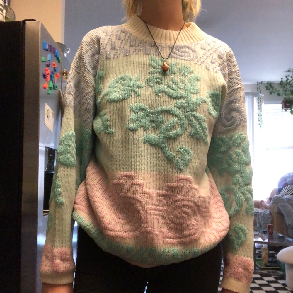 80’s sparkly pastel sweater